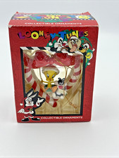 Looney Tunes Tweety & Sylvester Heart Candy Cane Christmas Ornament Boxed