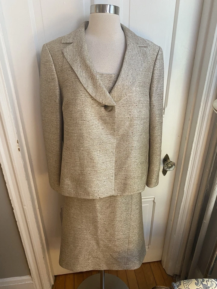 KASPER 3 PEICE БЕЖЕВЫЙ ЮБКА КОСТЮМ-РАЗМЕР 14-NWOT-ПОЛИЭСТЕР, ВИСКОЗА, СПАНДЕКС-КЛАССИКА!! - Изображение 3 из 4