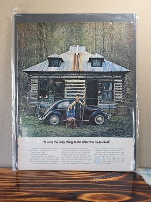 VOLKSWAGEN AD 1971 AFTER THE MULE DIED SEALED on Redi Board 14 X 11