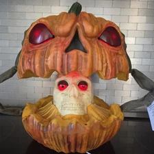 Animated Spooky Pumpkin Jack-o-Lantern Pop Up Skull Horror Halloween Sound LEDs
