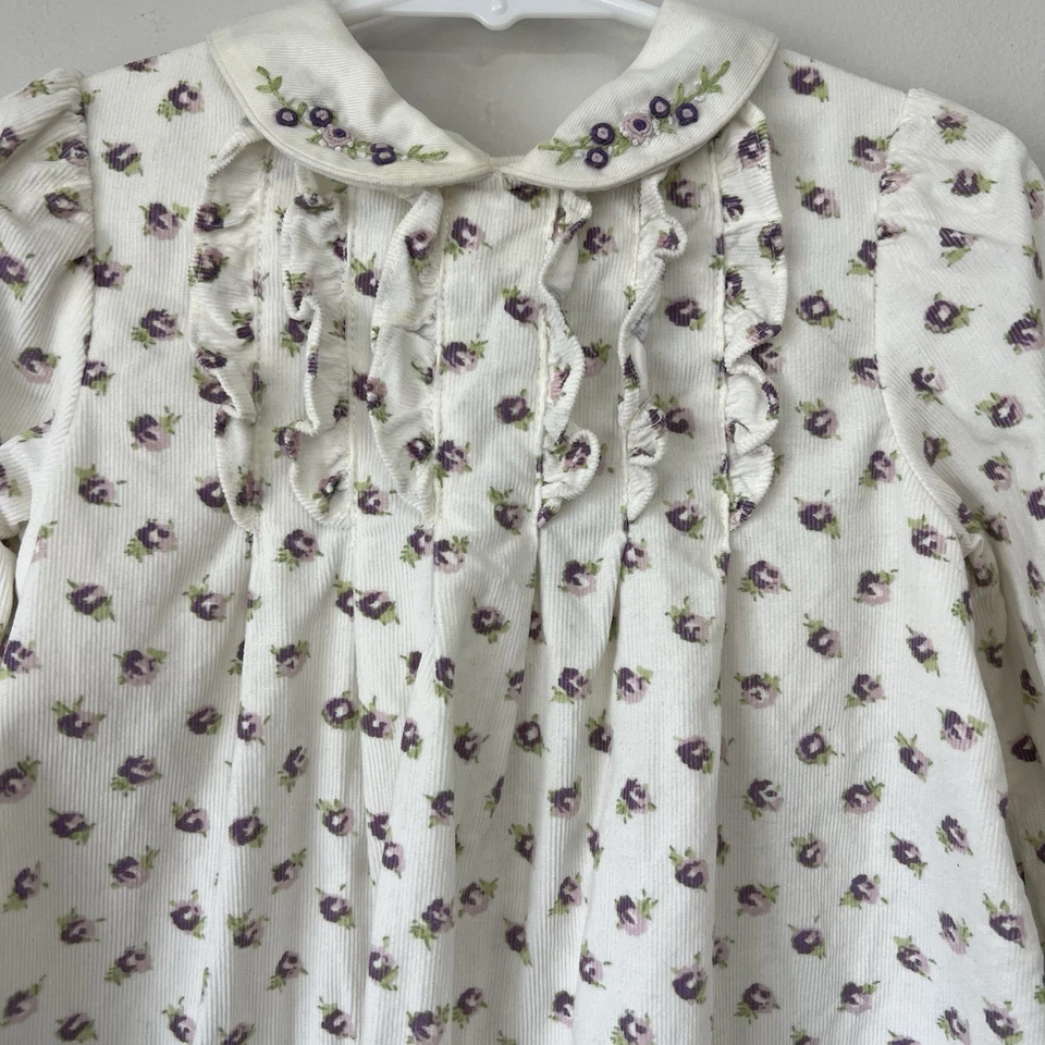 Vestido Floral Pana Vintage Laura Ashley Talla 24 Meses Volantes Cuello Botones Foto 4 de 4