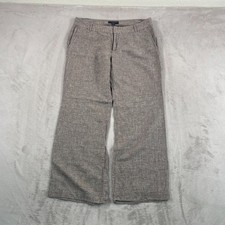 Banana Republic Wide Leg Trouser Pants Women 12P Petite Brown Linen Blend