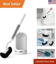 Toilet Brush and Holder Set, Deep Under-Rim Cleaning, Vented Holder