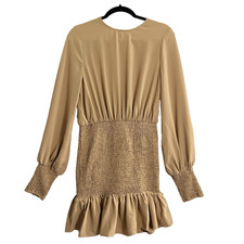 WINTER MUSE Women Jasmine Smocked Dress Pullover Long Sleeve Sz 8 Gold 32-15