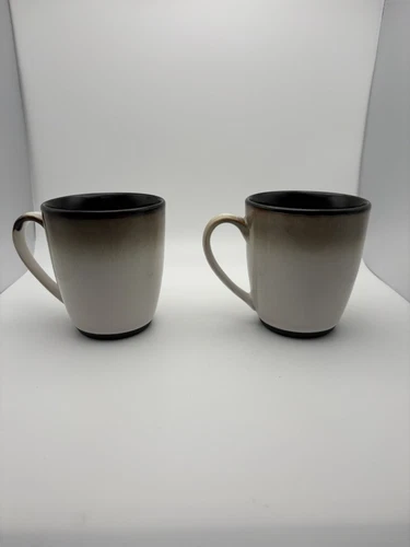 Sango Nova Black #4932 Set of 2 Coffee Cups Mugs Stoneware