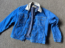 Vtg 80s Wrangler Blanket Lined Denim Jacket M-159 USA Made Trucker Western L
