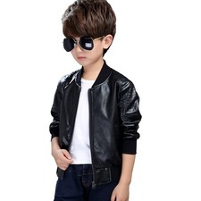 Boys' Outerwear JacketsKids Faux Leather Jacket children's motorcycle Faux le...