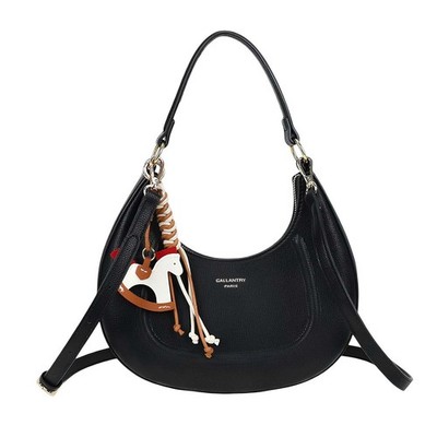 Mini Hobo Tasche für Damen Schulter getragen Halbmond genarbt, Deko Schmuck