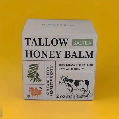 NATURAL GRASS FED TALLOW RAW WILD HONEY BALM Moisturizer Sensitive Skin 2oz 1/28