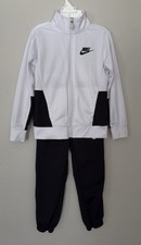 Nike Boys Track Suit Black  White Pants Zip Up Jacket Size 4-5 Small 2pcs