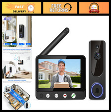 Wireless Video Doorbell Intercom System, 4.5" Indoor Monitor, Two-Way Talk, AI M