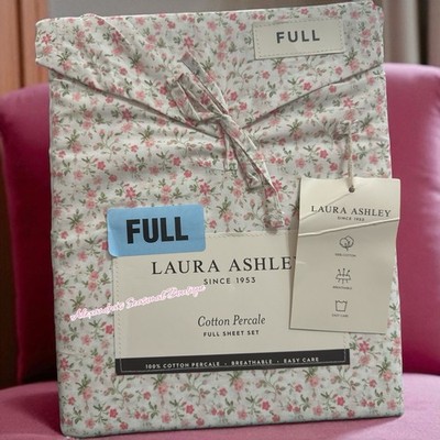 NEW 4pc Laura Ashley Full Sheet Set Cottage Petite Floral EVIE Bold Pinks Green