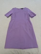 Lands End Womens Boat Neck Short Sleeve Comfort-Fit Ponte Sheath Dress 14 Purple