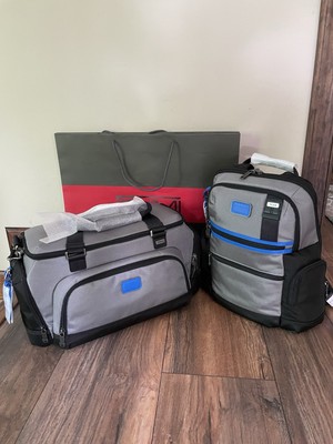 NEW Tumi Set-Fremont 19.5” Gym Duffel GREY w/ GLACIER BLUE