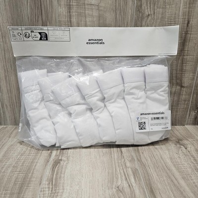 New Amazon Essentials Big & Tall Cotton Jersey Men's Briefs 7-Pack, White, 5XL