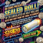 USA Half Dollar Unsearched Bank Roll - 20 COIN ROLL - Liberty, Franklin, Kennedy