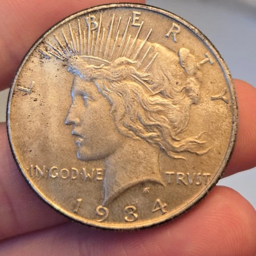 1934 #1 Peace Silver Dollar AU lcpa