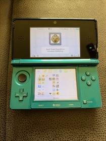 Nintendo 3DS (Aqua Blue) W/Charger No Stylus Cleaned Tested Works Perfectly