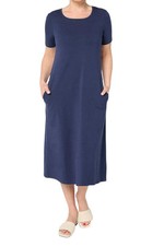 Denim  Co. Women's Favorite Jersey Short Sleeve Midi Dress Navy