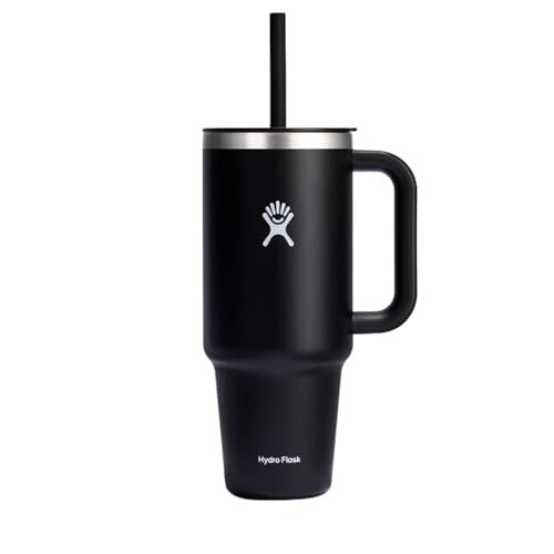 HYDRO FLASK TUMBLER HANDLE LID STRAW INSULATED STAINLESS STEEL - BLACK