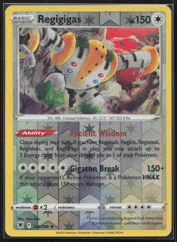Regigigas Astral Radiance 130/189 Reverse Holo Rare ASR Pokemon TCG Card LP