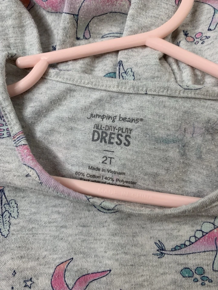 Vestido Patinador Jumping Beans Niñas Dino Gris Rosa | Niña Talla 2T Foto 3 de 3