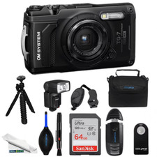 OM SYSTEM Tough TG-7 Digital Camera Black - DealExpo Deluxe Bundle