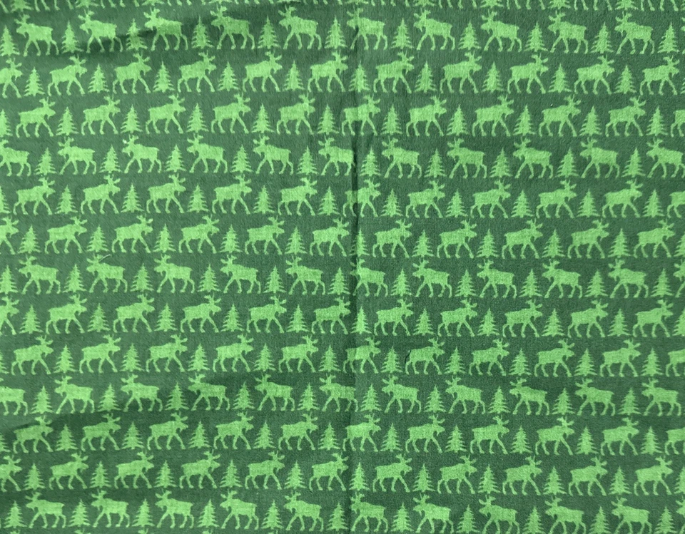 FAYE BURGOS Moose Pine Tree Green Fabric Piece 33" x 47" - Image 2 of 4