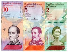 VENEZUELA Set 3 pcs 2 5 10 Bolivares 2018 Uncirculated
