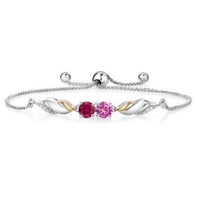 1.57 Ct Pink Created Sapphire Created Ruby 925 Silver and 10K Yellow Gold