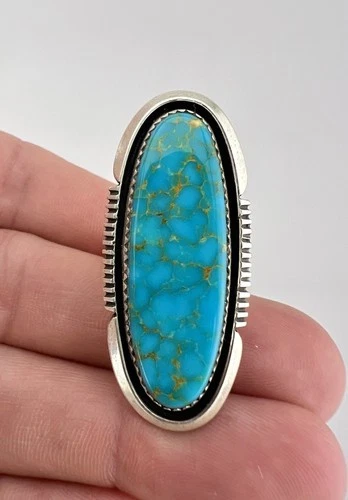 HUGE Vintage Navajo Sterling Silver High Grade Royston Turquoise Ring 1.75"