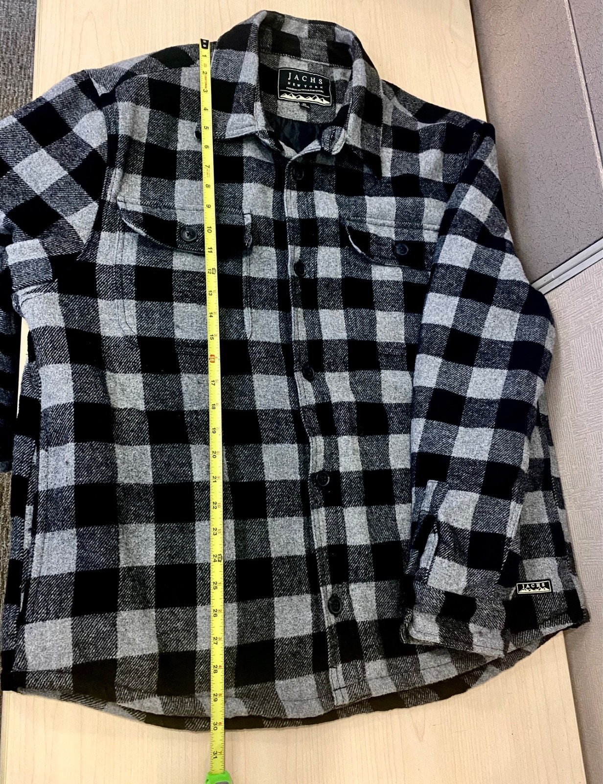 Jachs New York Men’s XL Flannel Overshirt  Shirt-Jacket Hybrid Black Gray Plaid