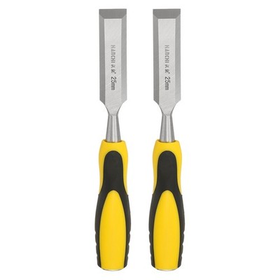 2pcs 1'' Steel Wood Chisel Blade Wood Working Flat Chisel with Handle Yellow