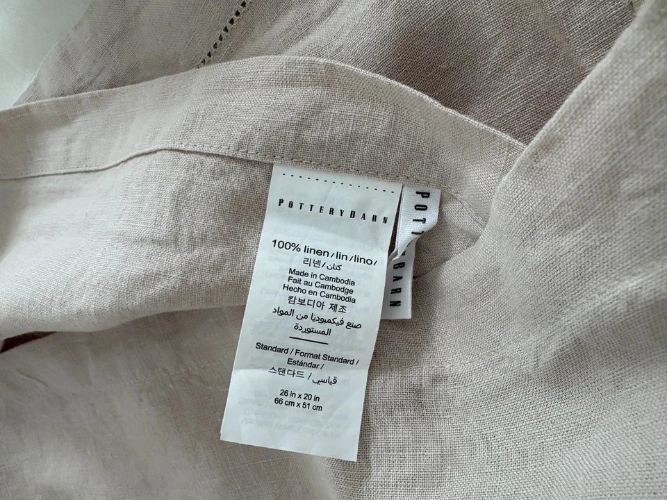 2 fronhas de travesseiro Pottery Barn de linho tamanho padrão + capa de travesseiro de linho nova sem etiquetas - Imagem 3 de 4
