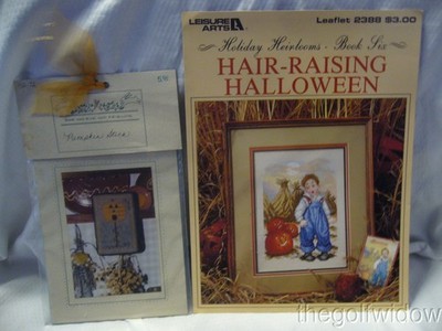 Cross Stitch Patterns Hair Raising Halloween circa 93 and Pumpkin Stick New