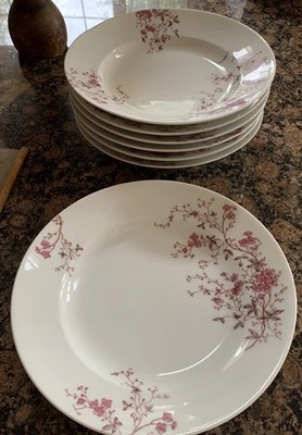 Jean Pouyat JPL France Limoges Set Of 7 Soup Plates 9.5 D Cherry Blossoms