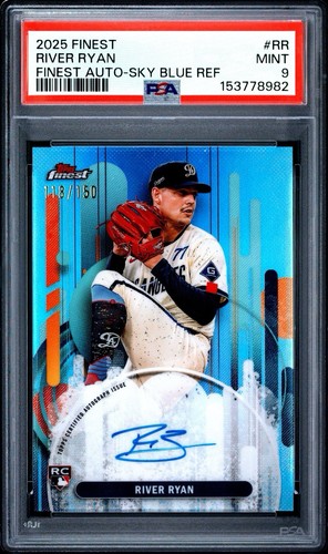 2025 Topps Finest River Ryan RC Auto Sky Blue Refractor /150 PSA 9 Mint