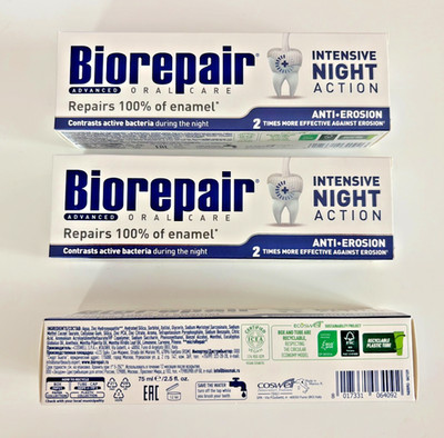 FREE Ship + 3 BIOREPAIR TOOTHPASTE INTENSIVE NIGHT ACTION ENAMEL RESTOR NO FLUOR