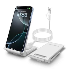 2 in 1 Wireless Charger,[New Update] 25W Foldable Wireless Charging Station f...