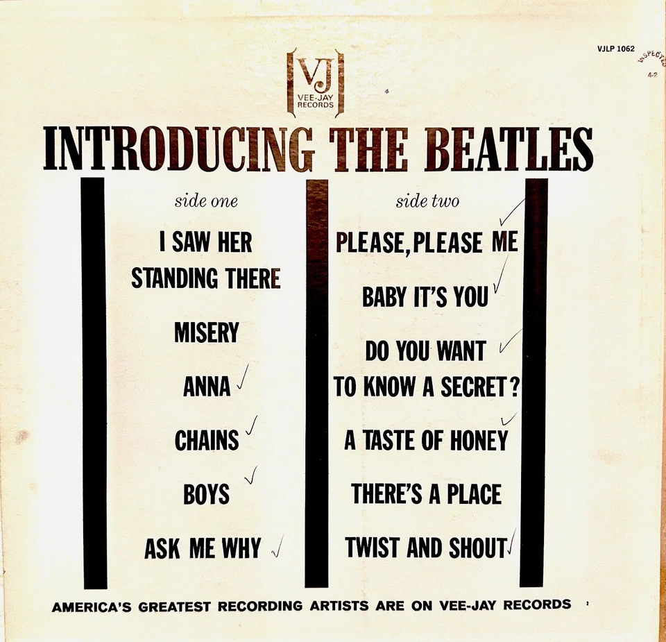 NICE! INTRODUCING THE BEATLES Vee-Jay VJLP-1062 1964 Record MONO Version 2 Foto 2 de 4