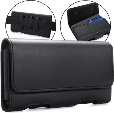 Luxury Men's Cell Phone Card Belt Holder Holster Case with Clip Carrying Pouch