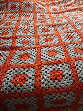 Vintage Crochet Granny Square Afghan Blanket,  Full size
