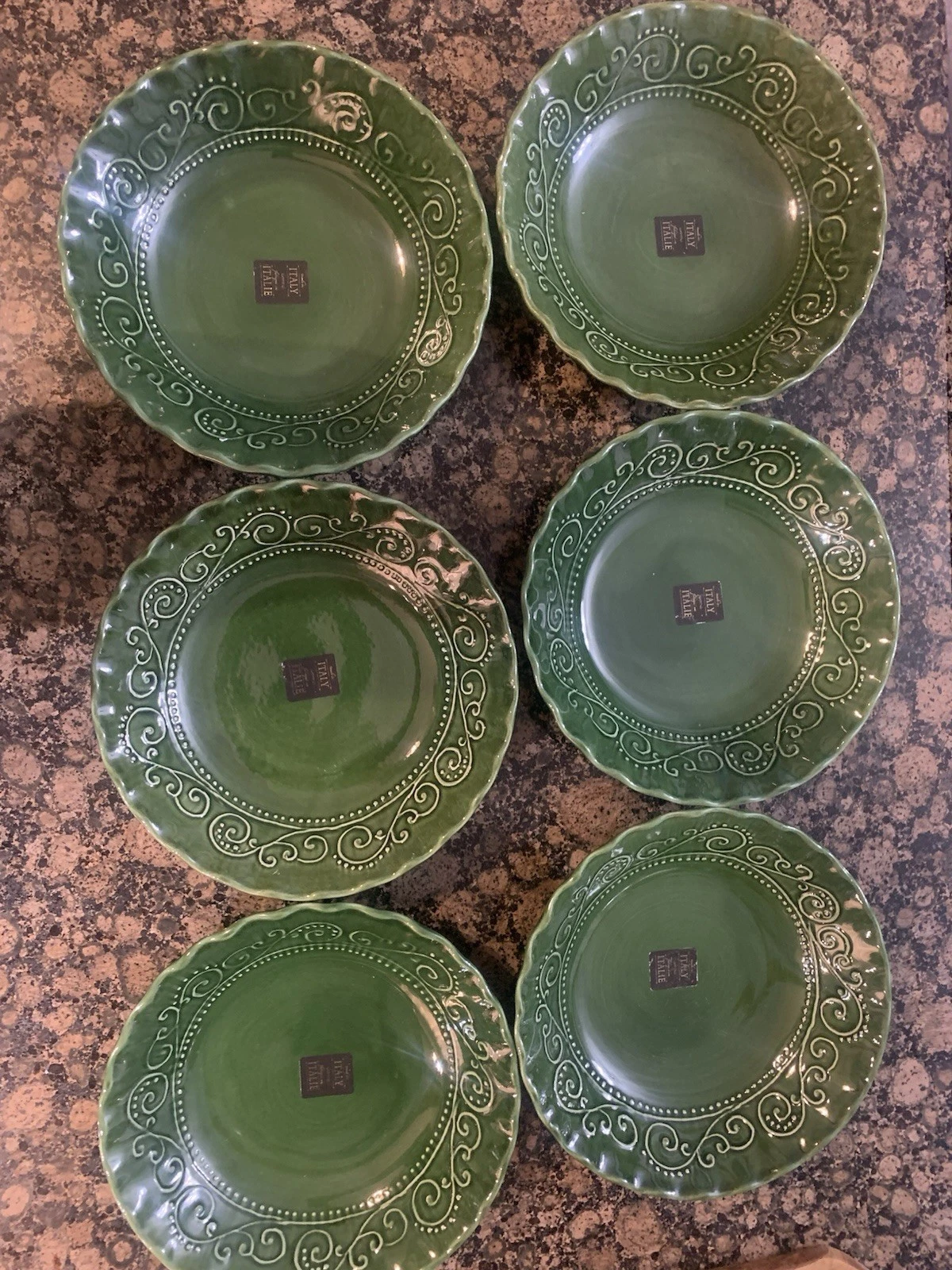 Maioliche Jessica Green Dinner Plates Set of 6 Made In Italy