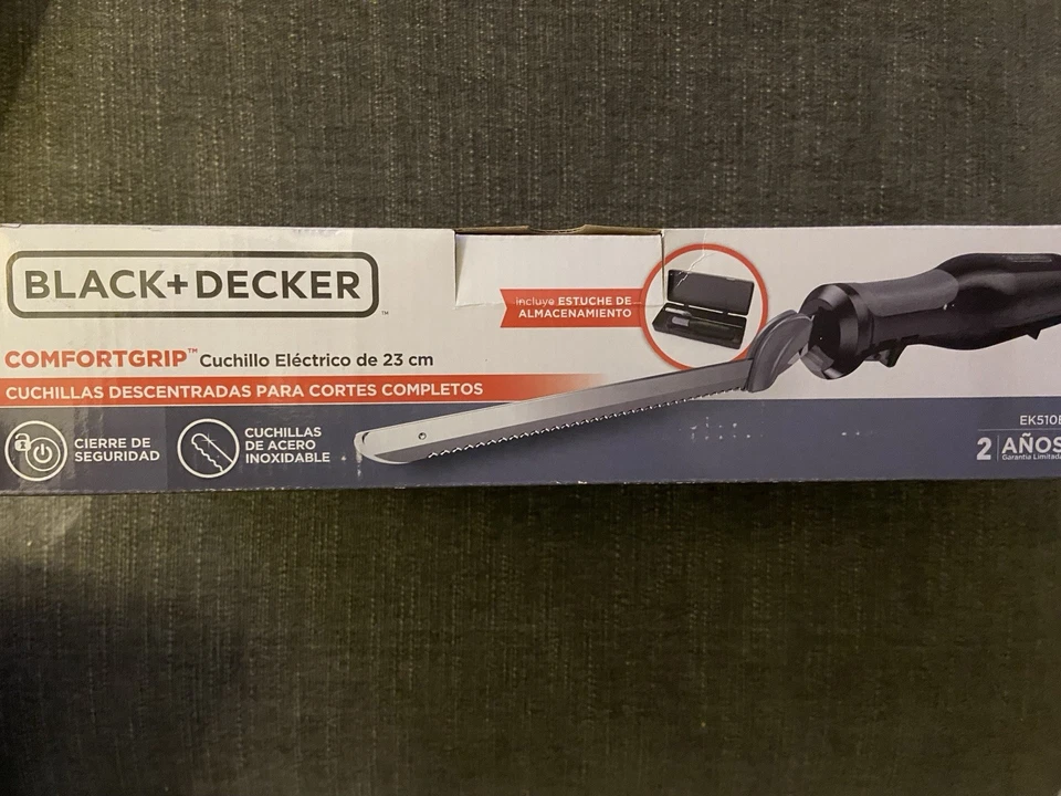 Cuchillo eléctrico Black Decker Comfortgrip cuchillas de acero inoxidable negro 9" Ek510B Foto 4 de 4