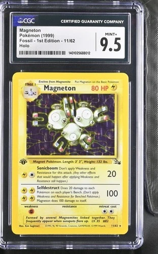 Fossil  ~ Magneton ~ 11/62 - 1st Edition Holo - Pokemon - CGC 9.5 Mint+