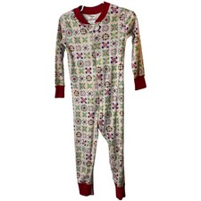 Hanna Andersson Full Zip One Piece Pajama Pink  Red Floral Print US 3 NEW