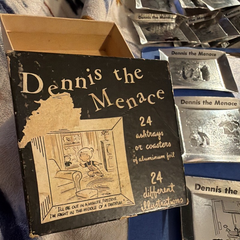 Monogram Dennis the Menace Aluminum Ashtrays/Coasters Set of 24 Made in USA