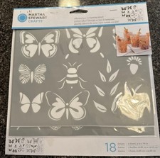 New Martha Stewart Adhesive Laser-Cut Stencil 18 Designs Butterflies Bees Crafts