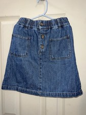 Mini Boden Girl  s 9-10Y Demin Skirt Pockets Button Front Preowned Lightweight