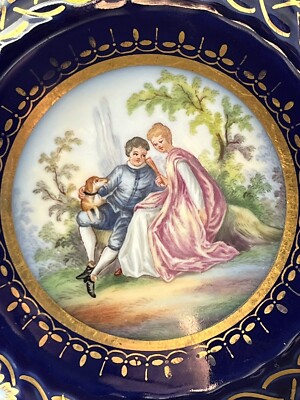 Meissen Dresden Reticulated Porcelain Cobalt Blue Hand Painted